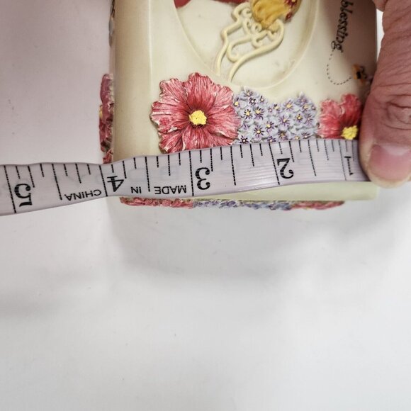 Vintage 3D Floral and Angel Ceramic Musical Jewelry Box Wind Beneath my Wings - Picture 11 of 12